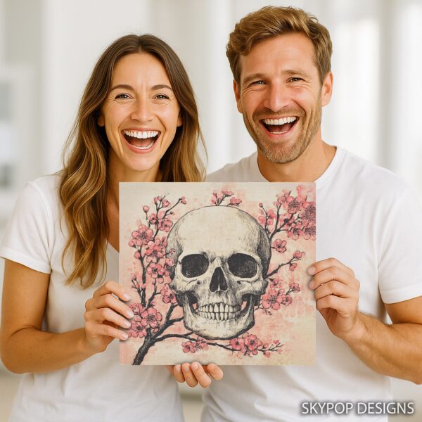 Cherry Blossom Skull Art
