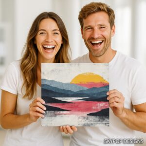 Sunset Mountain Lake Art