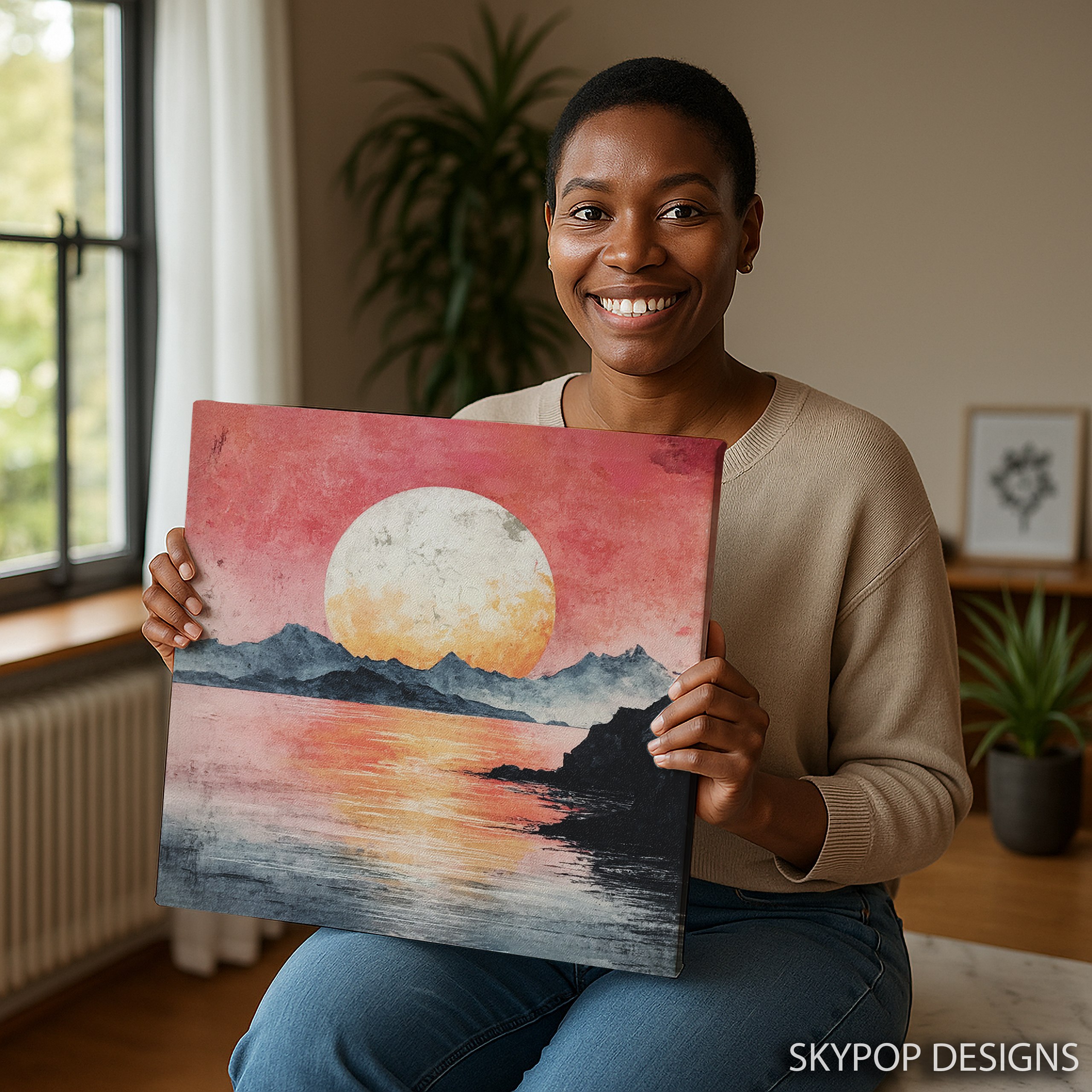 3.jpg Serene Sunset Mountain Lake Art