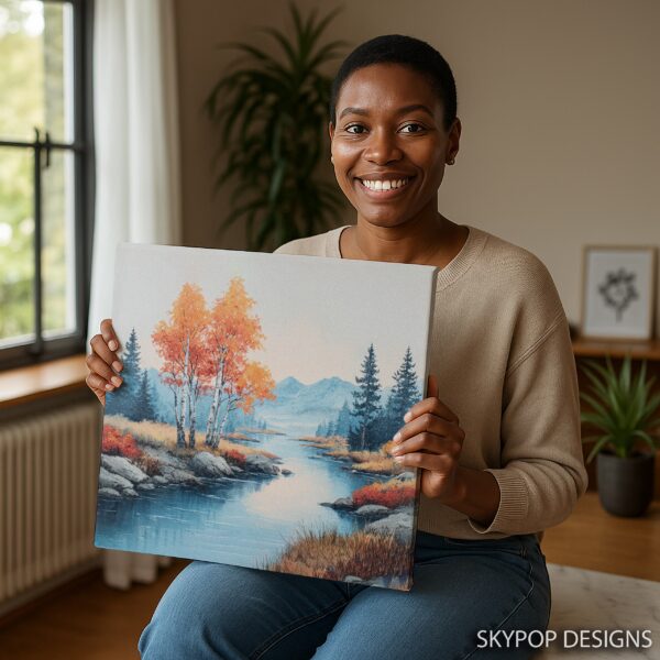 Autumn River Landscape Art