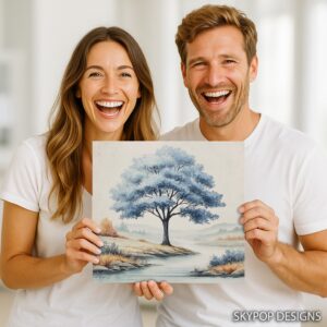 Blue Tree Landscape Art