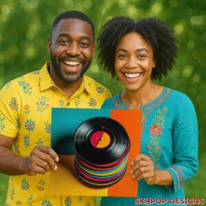 Vinyl Record Stack Art