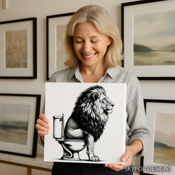 Lion on Toilet Art