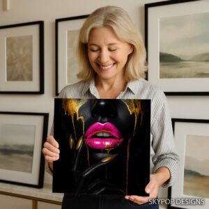 Golden Drip Lips Art