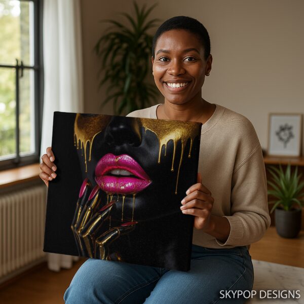 Golden Drip Lips Art