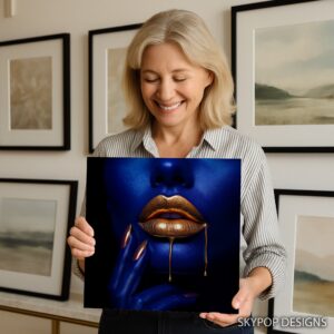 Golden Lips Blue Face Art