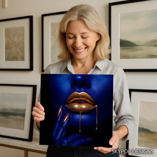 Golden Lips Blue Face Art