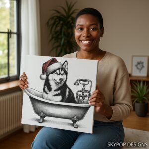 Siberian Husky Bath Art
