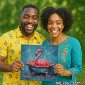 Flamingo Bath Time Art