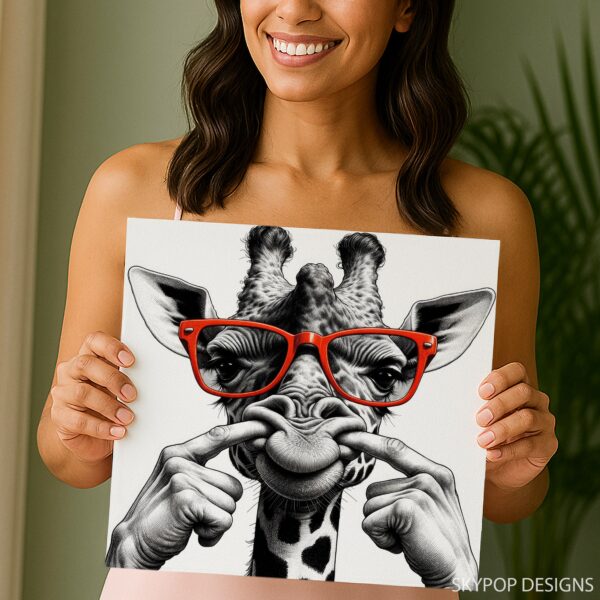 Giraffe with Red Glasses Art