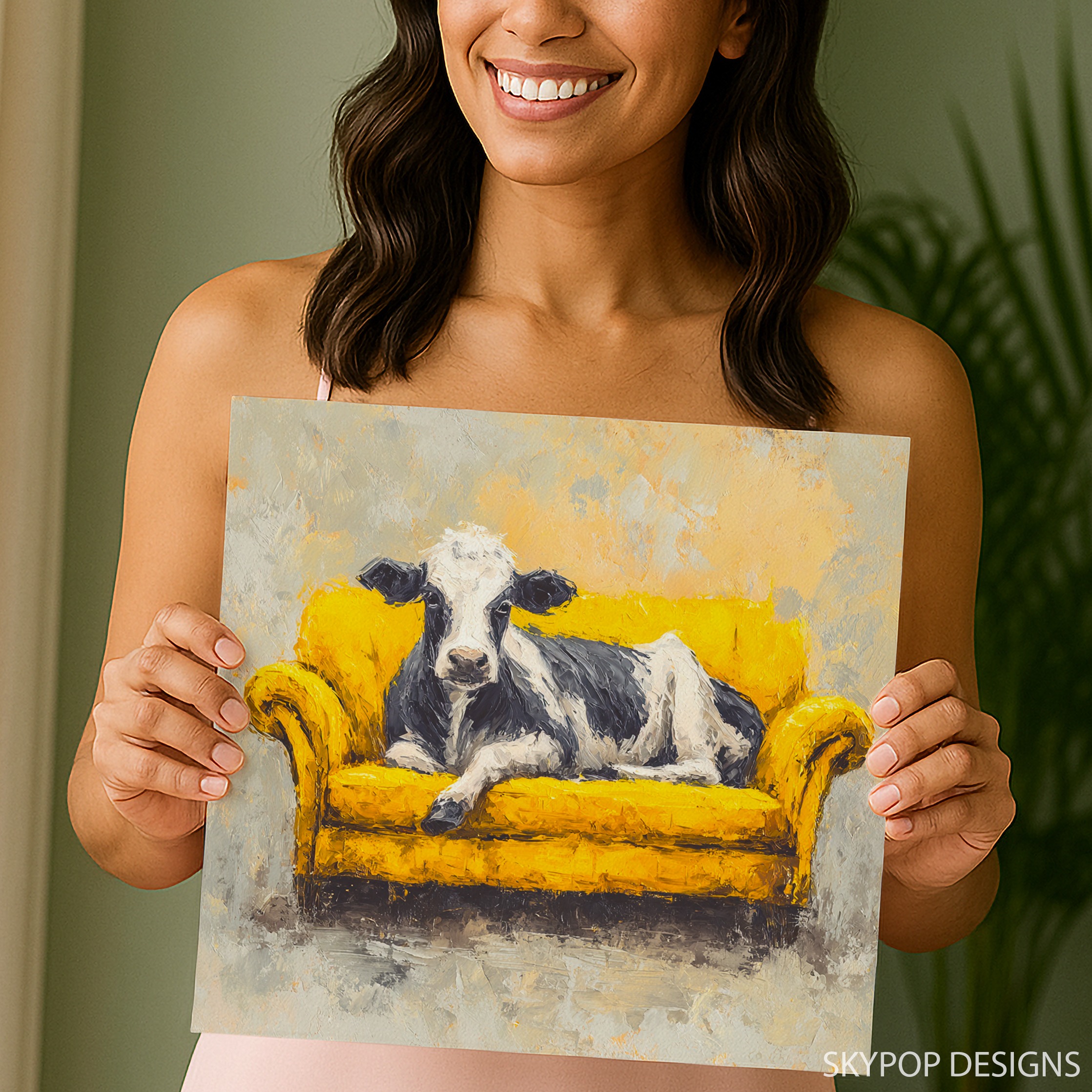 3.jpg Cow on Yellow Couch Art