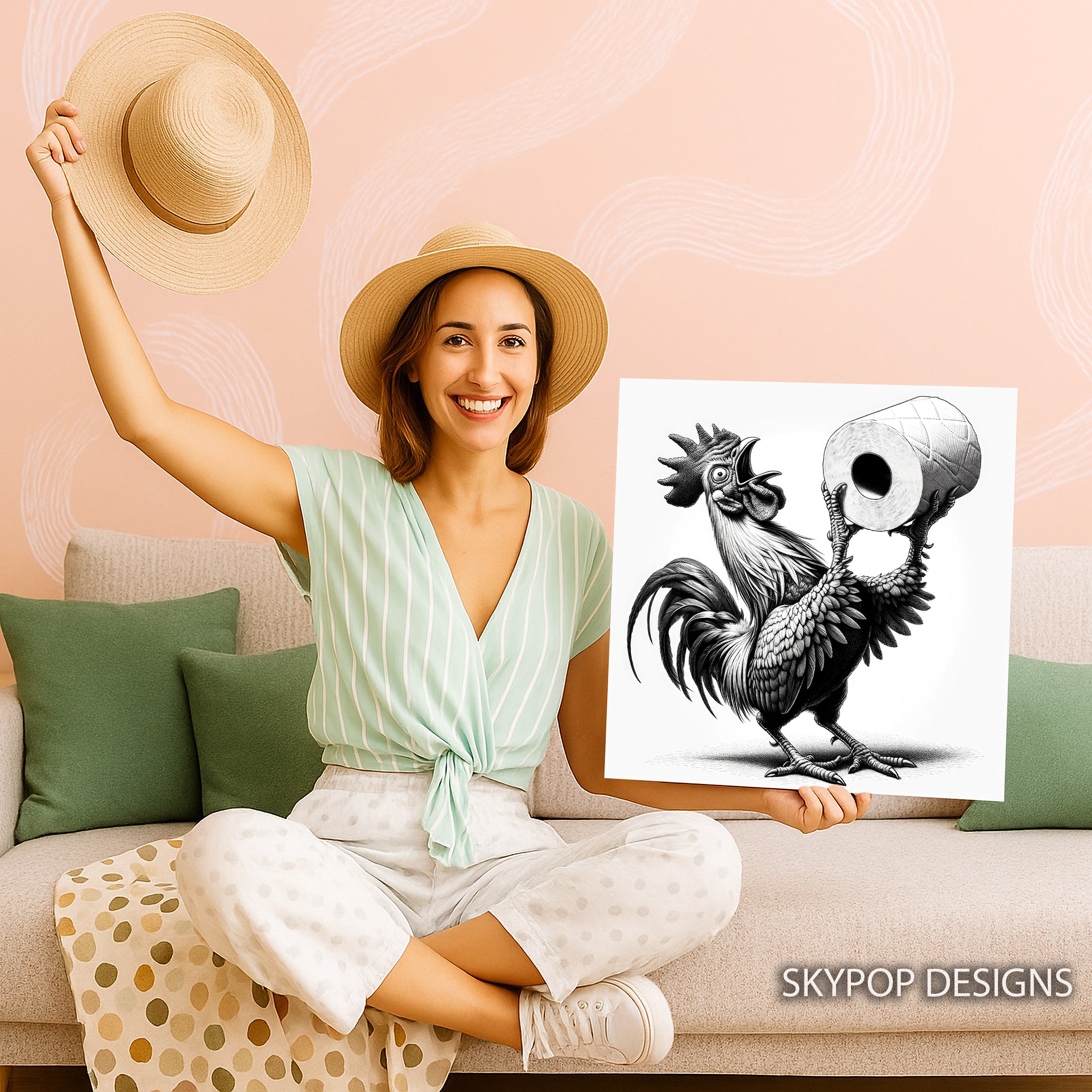 3.jpg Rooster Toilet Paper Art