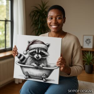 Raccoon Christmas Bath Art