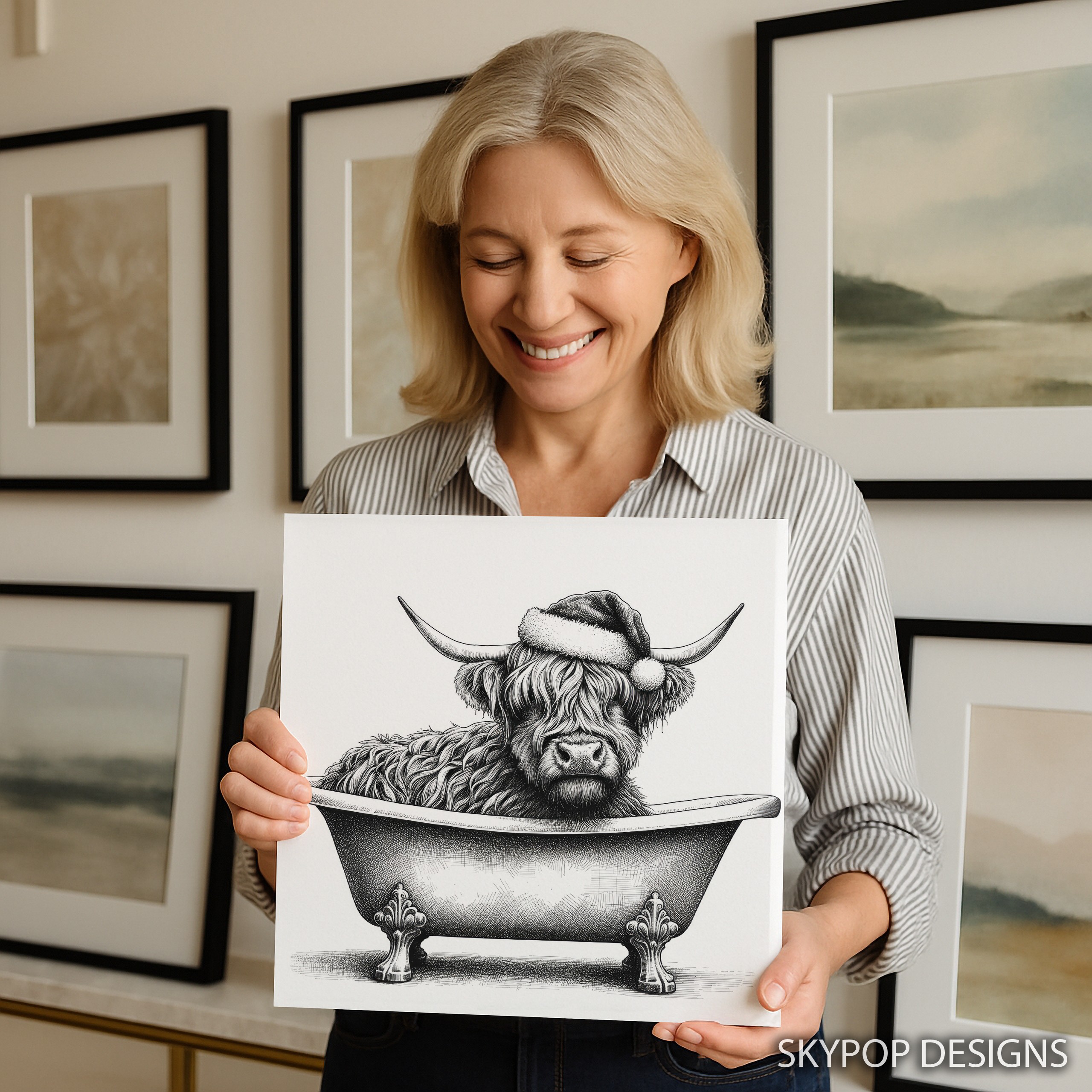 3.jpg Highland Cow Bath Time Art