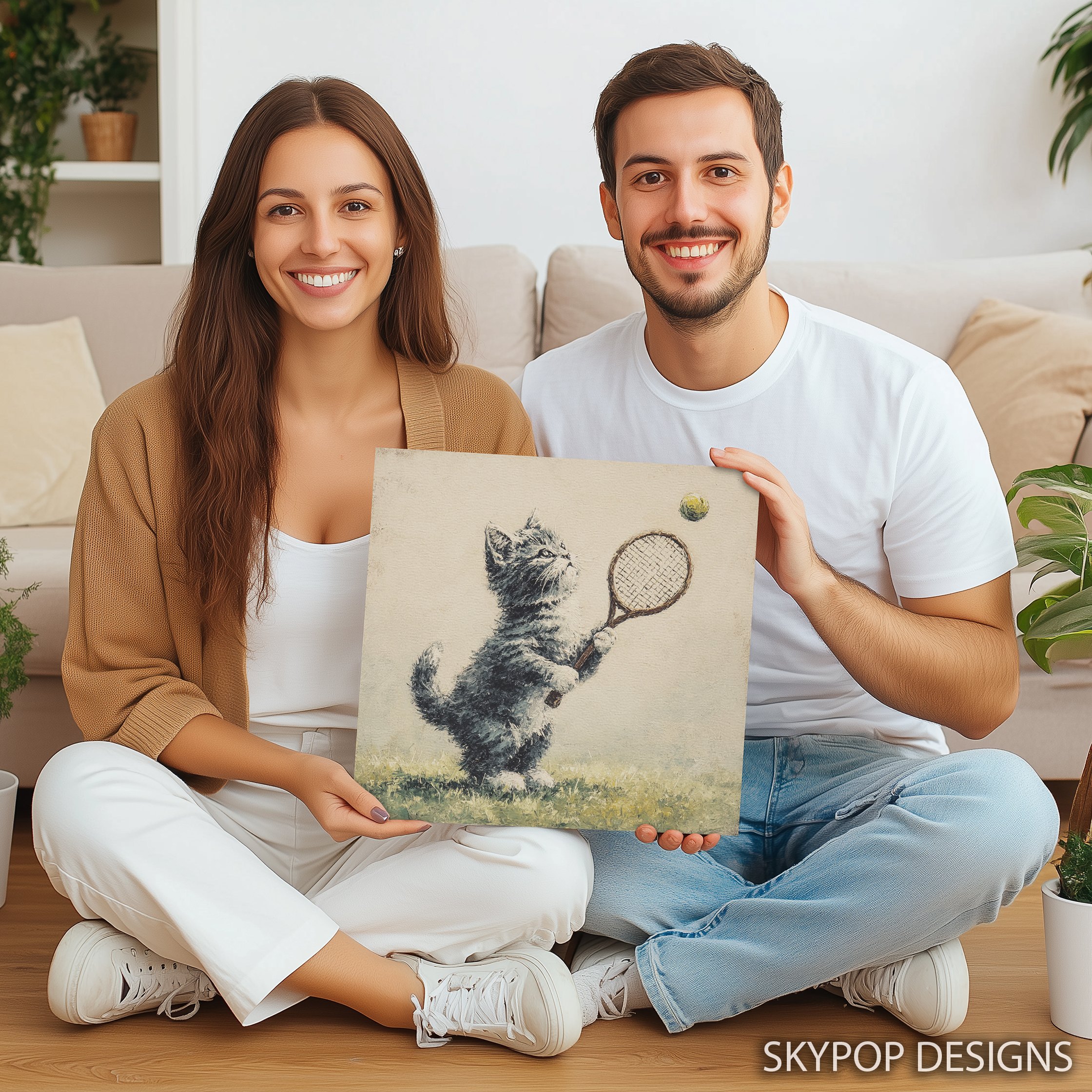 3.jpg Cat Tennis Wall Art