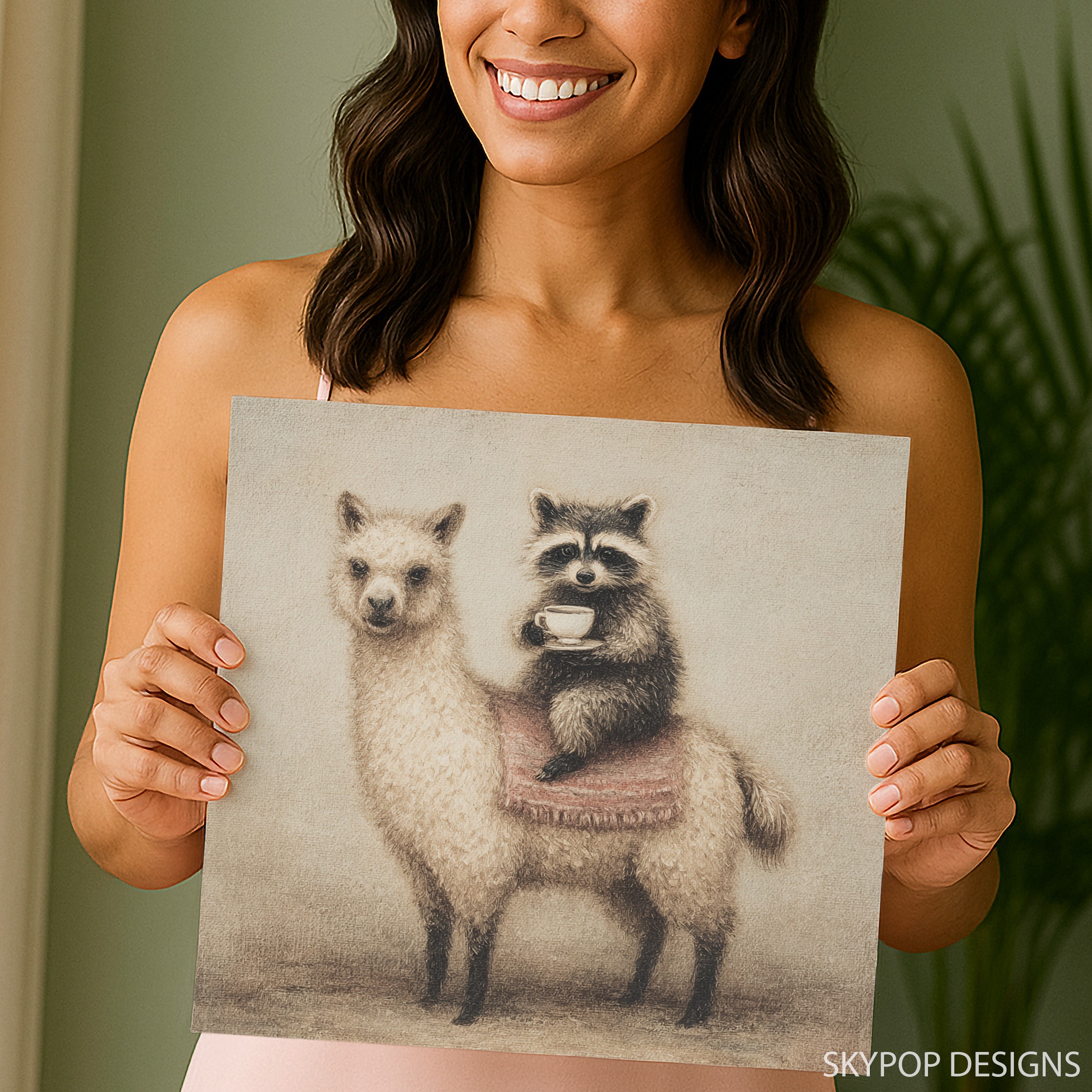 3.jpg Llama and Raccoon Art