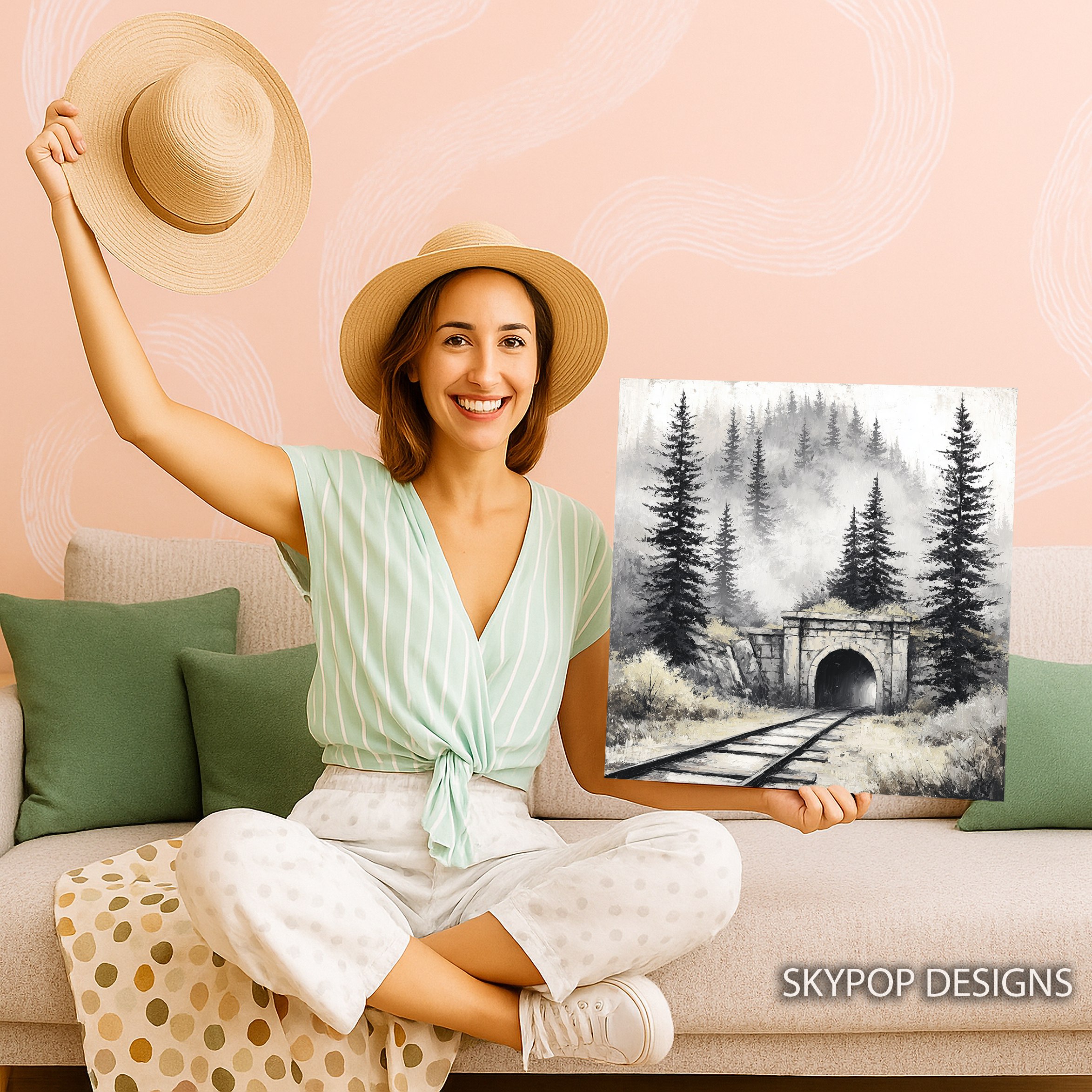 3.jpg Misty Forest Railway Tunnel Art