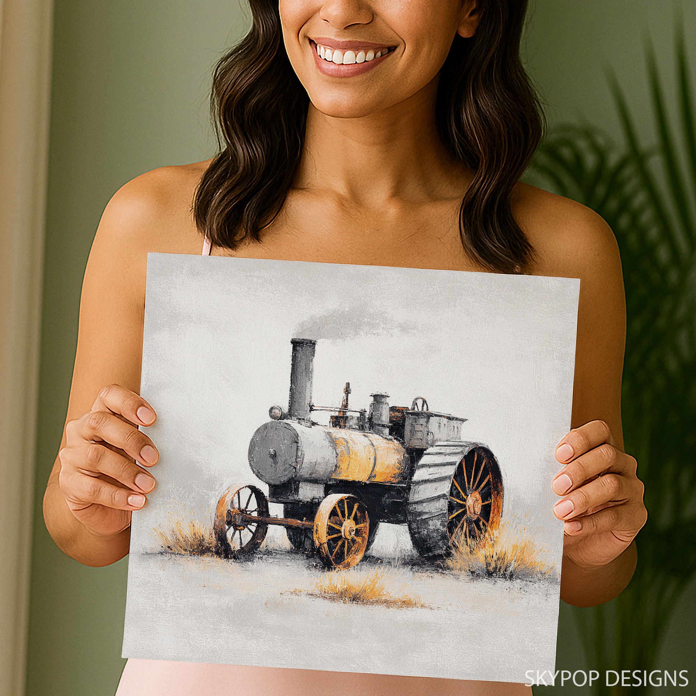 3.jpg Vintage Steam Tractor Art
