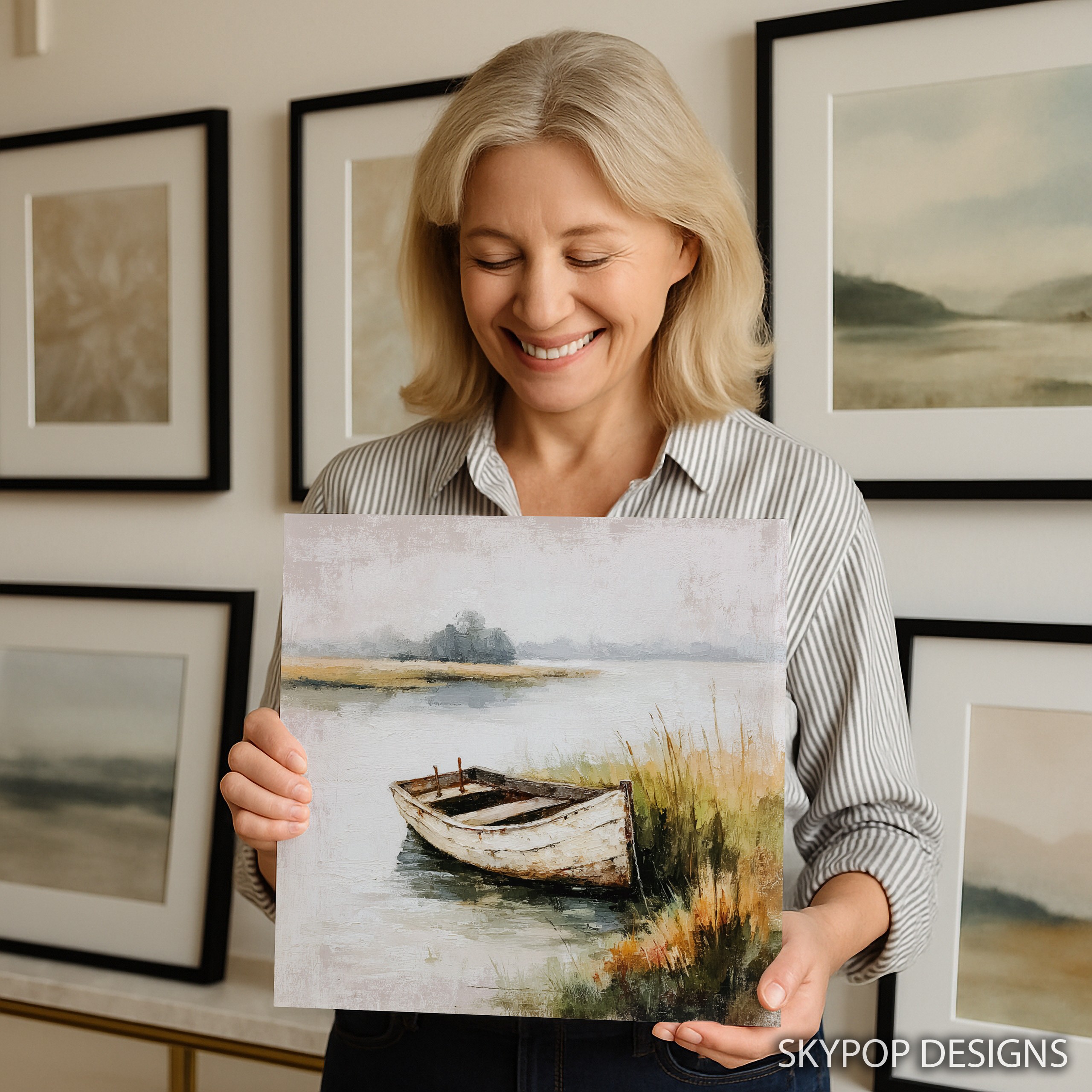 3.jpg Serene Lakeside Boat Art