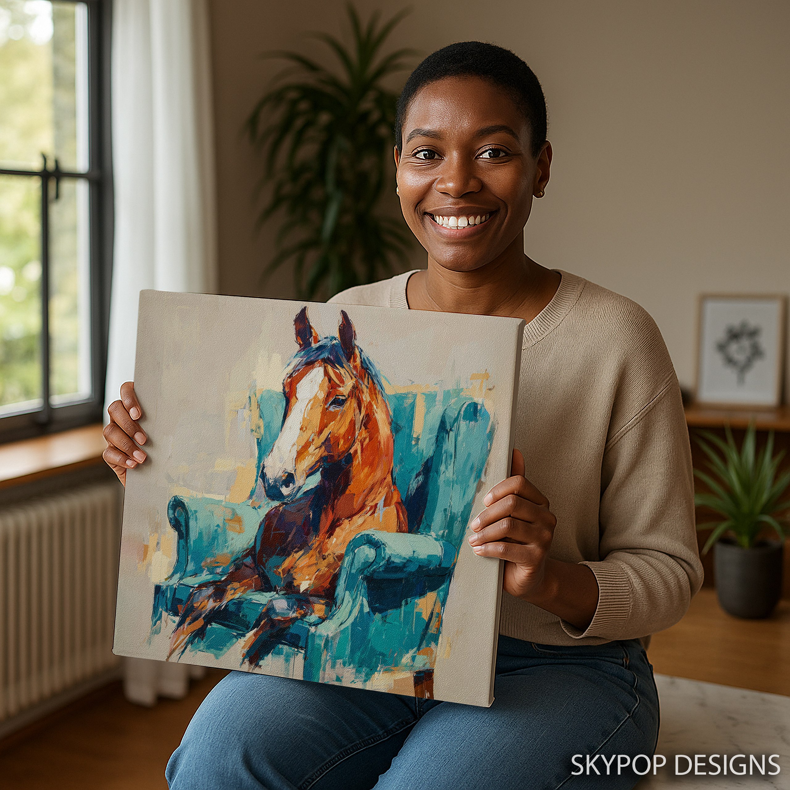 3.jpg Horse in Armchair Art