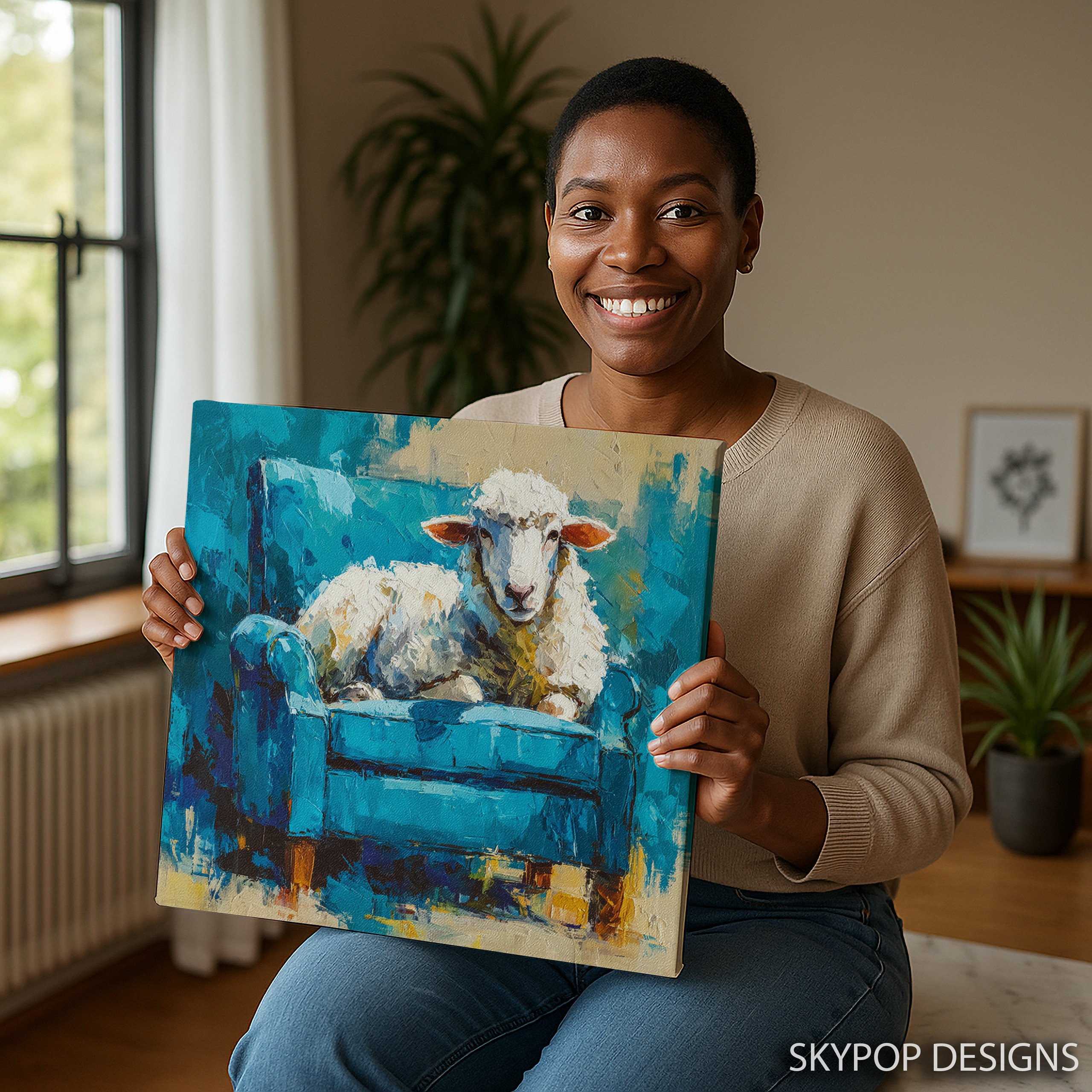 3.jpg Sheep on Sofa Art