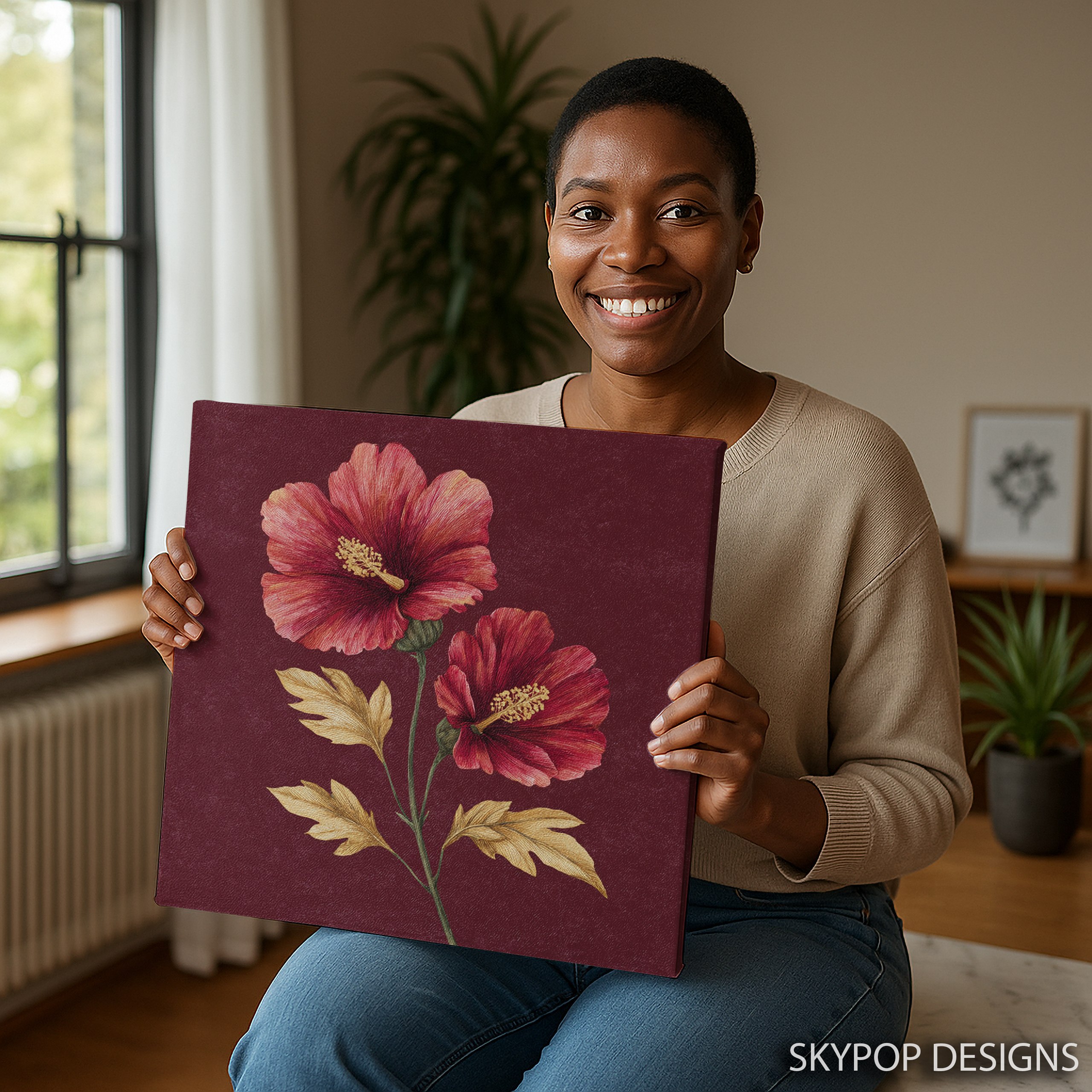 3.jpg Red Hibiscus Flower Art