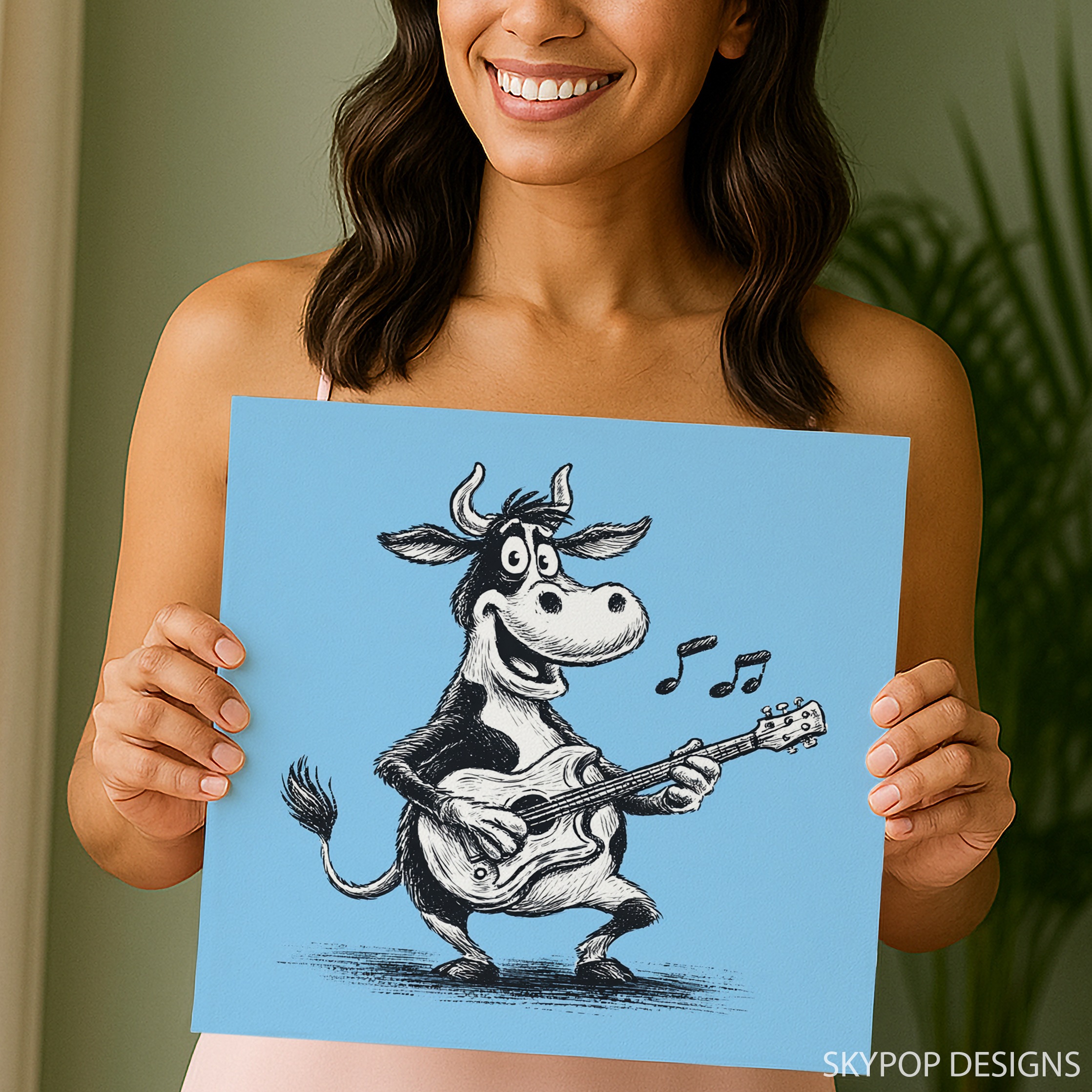 3.jpg Cow Playing Guitar Art