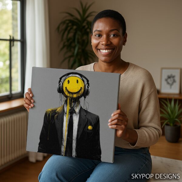 Headphone Smiley Face Art