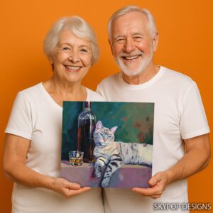 Cat and Wine Art
