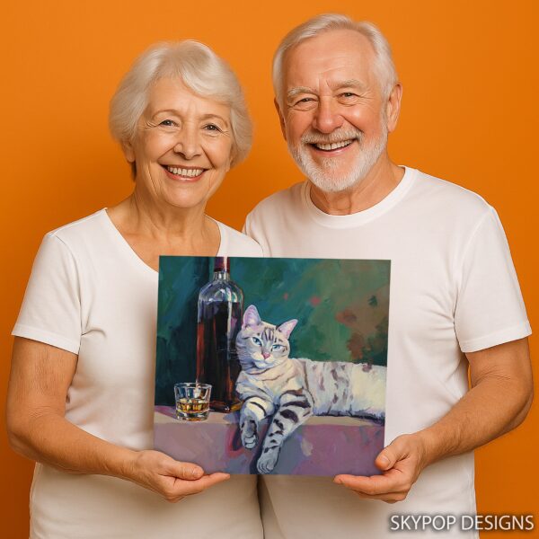Cat and Wine Art