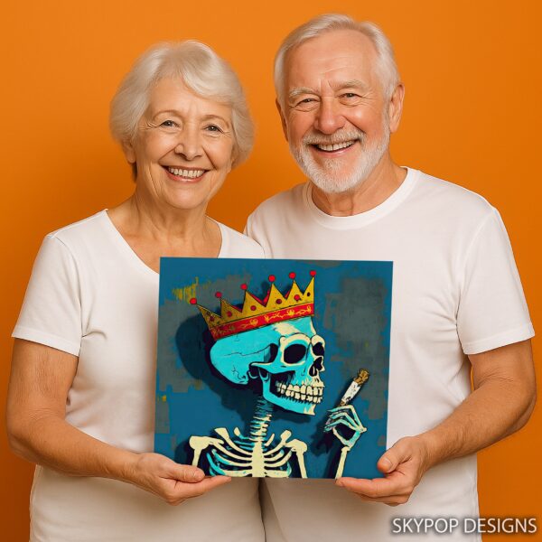King Skeleton Smoking Art