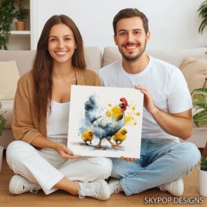 Rooster and Chicks Art