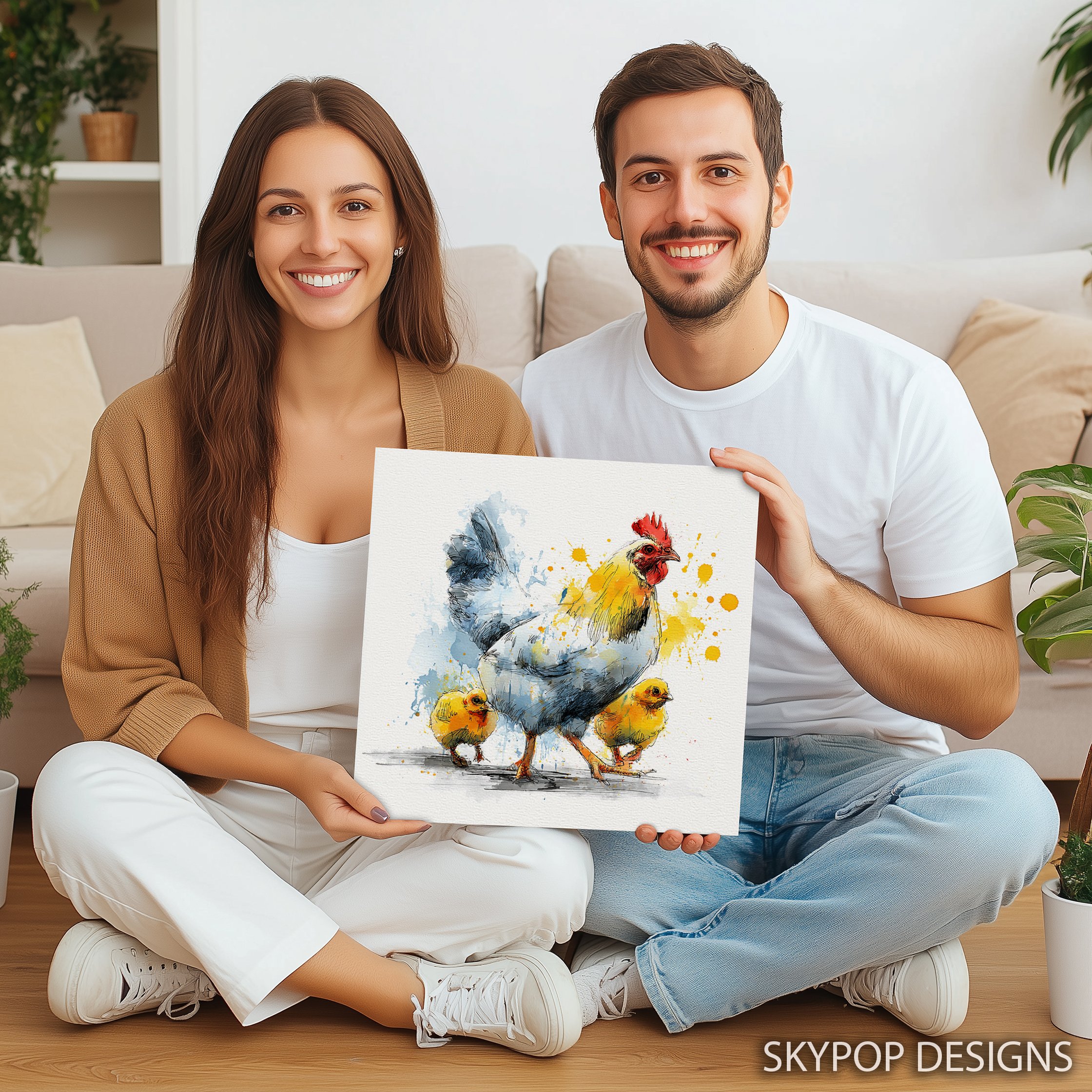 3.jpg Rooster and Chicks Art