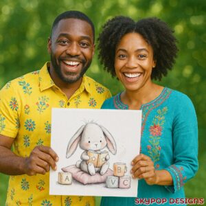 Bunny Reading Book Art