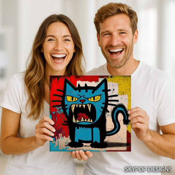 Blue Cat Grin Art