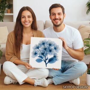 Blue Cherry Blossom Art