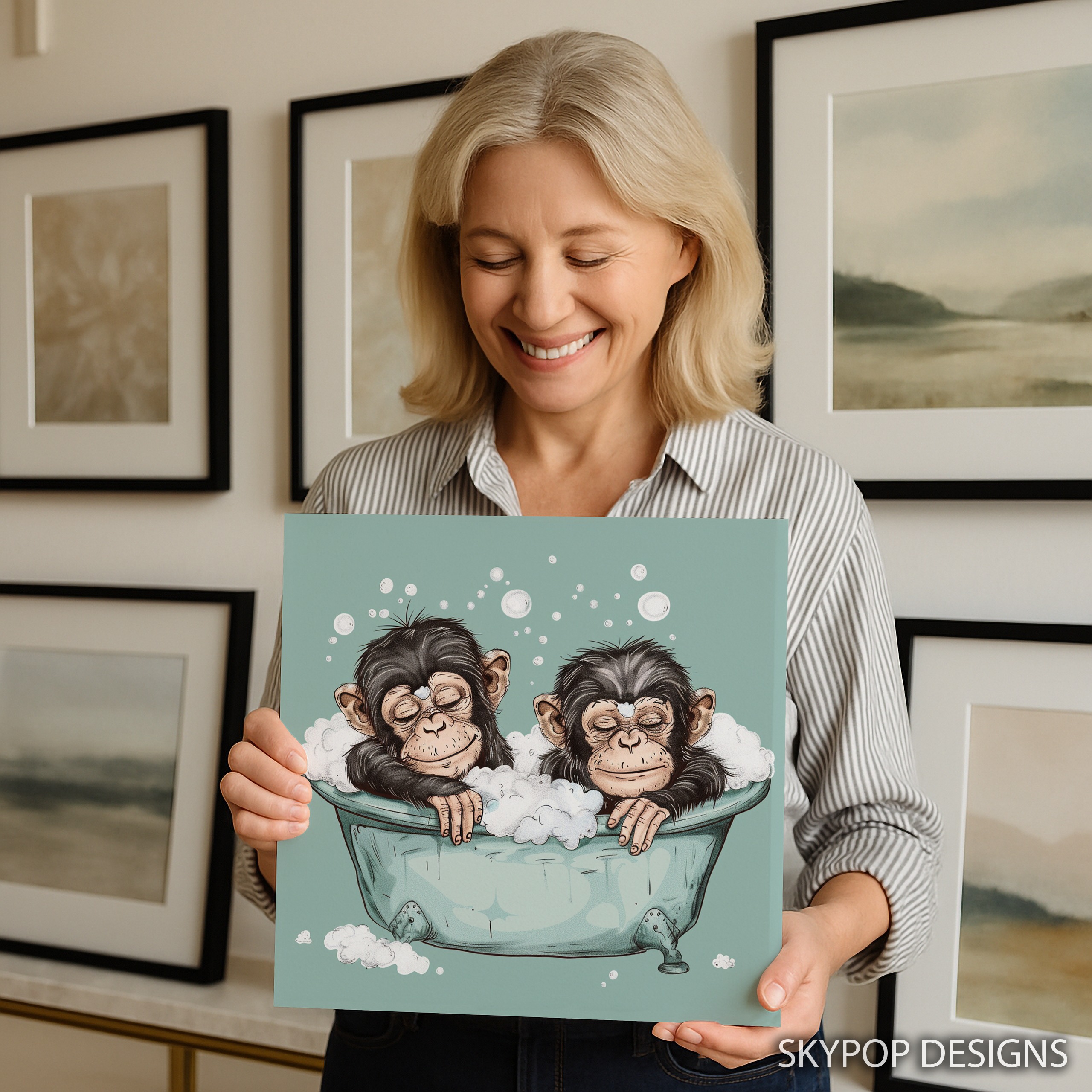 3.jpg Monkey Bath Time Art