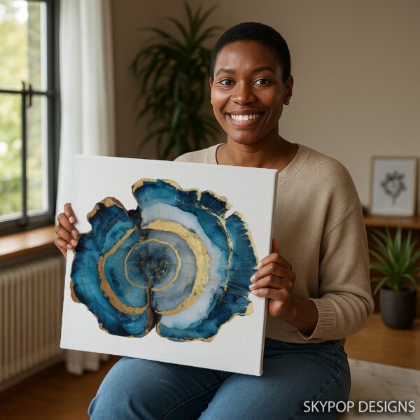 Blue and Gold Agate Art