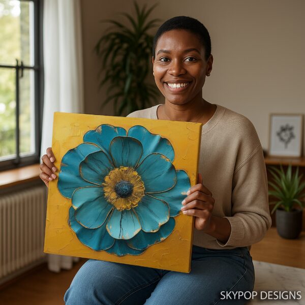 Turquoise Bloom Art