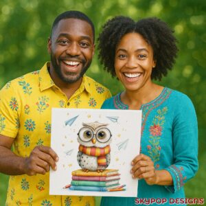 Owl Book Stack Art