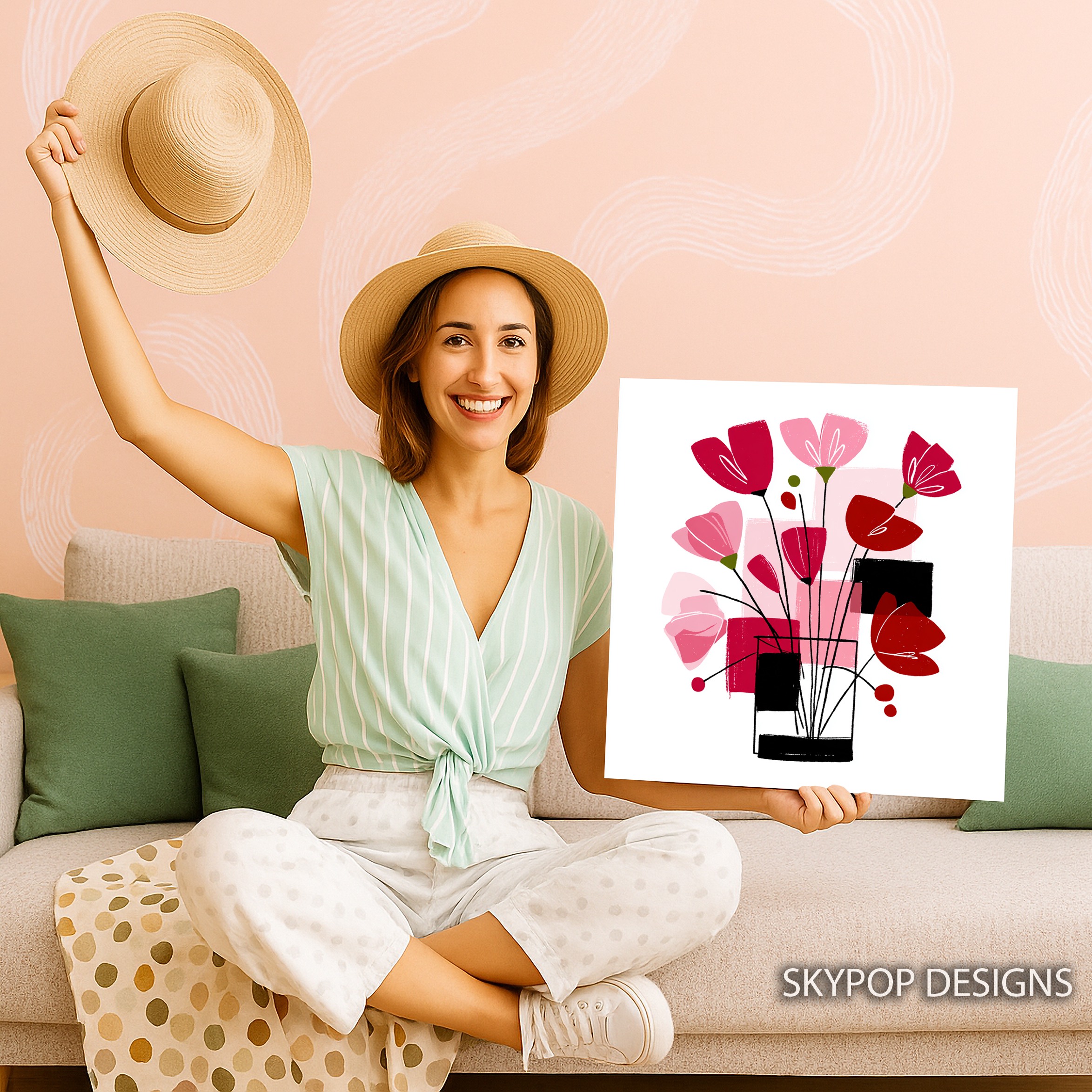3.jpg Modern Poppy Bouquet Art