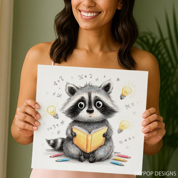 Raccoon Reading Art