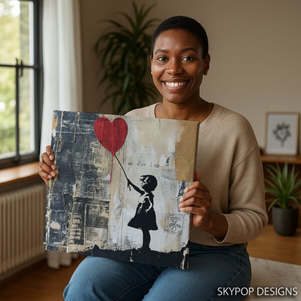 Balloon Heart Girl Art