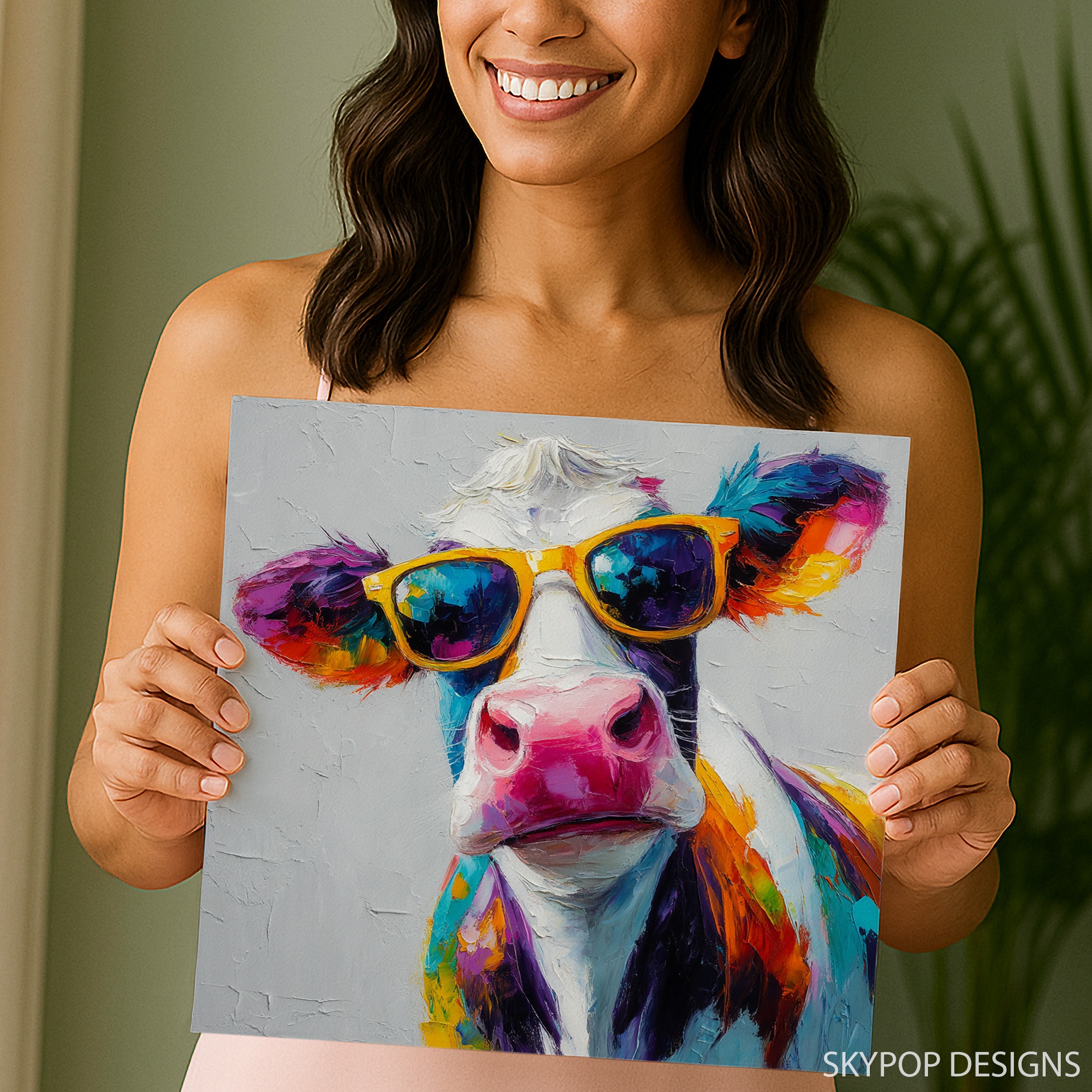 3.jpg Colorful Cow Art