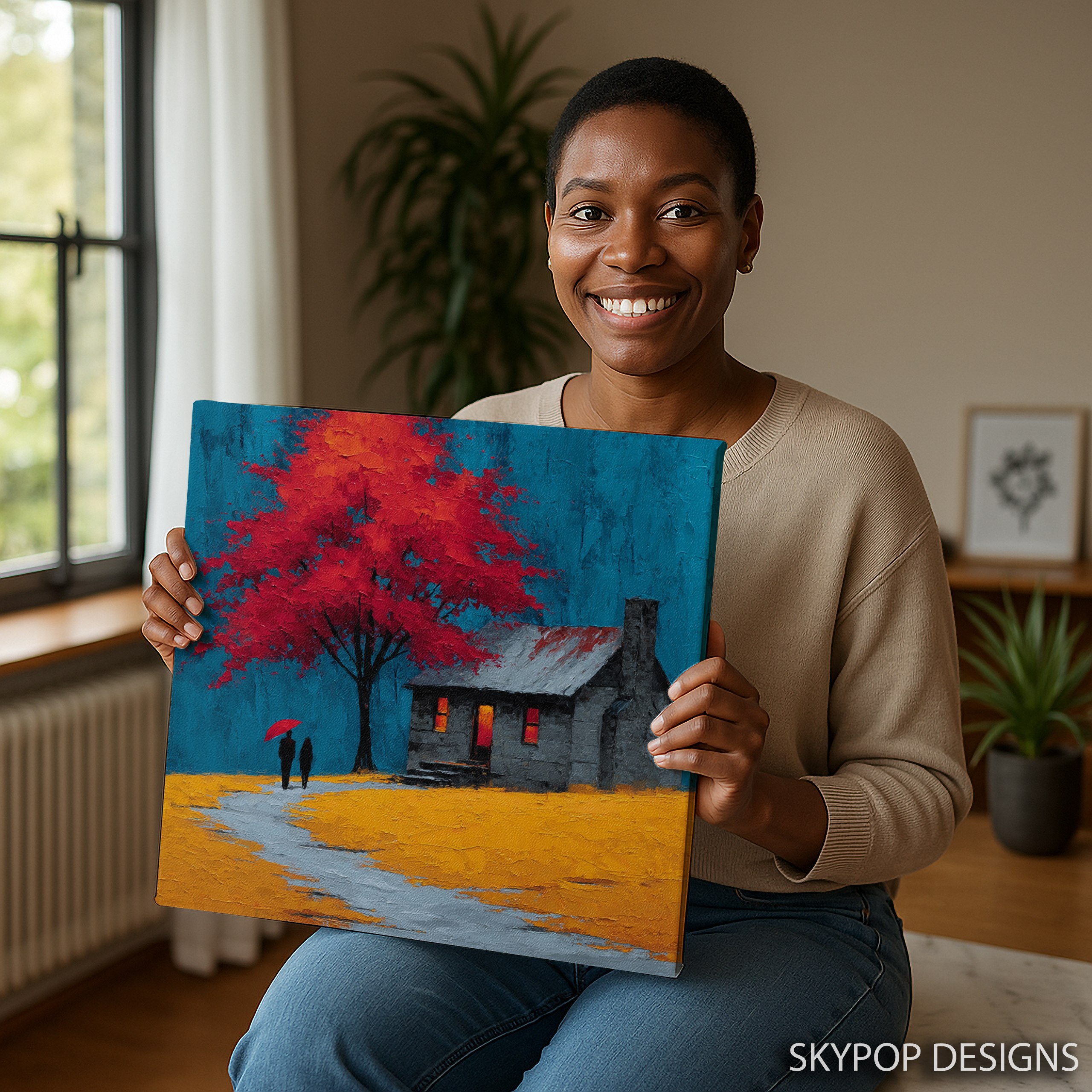 3.jpg Vibrant Red Tree House Art