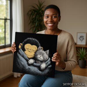 Monkey Cat Cuddle Art