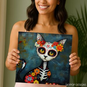 Day of the Dead Cat Art
