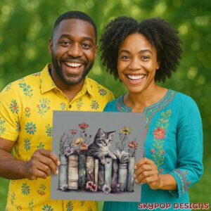 Cat and Books Art