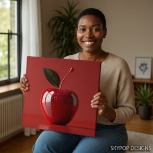 Glossy Red Apple Art