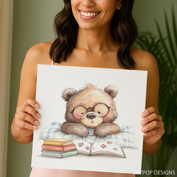 Bear Reading Book Art